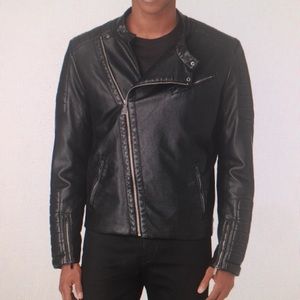Calvin Klein black FAUX leather motorcycle jacket